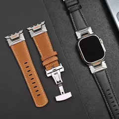 Pulseira de couro para Apple Watch, Ultra 2, 49mm, Pulseira Masculina, Bracelete para iWatch Series 9, 7, 8, 6, 5, 4, Se, 3, 45mm, 44 milímetros, 42 milímetros na internet