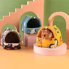 Bonito dos desenhos animados coelho esquilo mini gaiola cobaia ninho pequeno animal ratos rato animal de estimação dormir cama hamster casa inverno quente macio esteira - comprar online