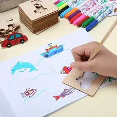 Imagem do Estênceis de pintura de madeira para crianças, Brinquedos Montessori, Brinquedos de desenho, Aprendizagem Educacional, Presente Infantil, DIY, 20pcs