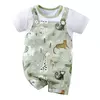 IURNXB-Romper infantil de estampa animal zoológico para bebê recém-nascido, bodysuit falso de duas peças com mangas curtas, casual, adorável