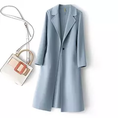 2023 elegante simples casaco feminino outono e inverno novo um botão pura lã reversível casaco de lã longo selvagem top das mulheres - Wolf Magazine