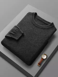 Pulôver de lã merino para homens, 100% lã pura, gola O, manga longa, malha de cashmere, roupas femininas, graça, primavera e outono na internet