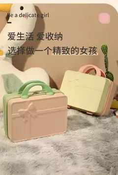 Mini saco cosmético portátil, caixa de armazenamento leve, bagagem de rolamento Mini caso do curso, cor doce, presente do curso, 14";;VERDADEIRO;;"Bloqueio de 14 polegadas sem senha,Vermelho grande na internet