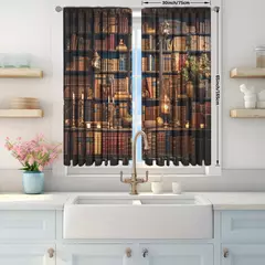 Idade Média Cortina impressa para Home Decor, tratamento janela de bolso, quarto, escritório, cozinha, sala de estar, haste, 2pcs