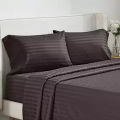 Conjunto de lençóis batilo, 4 peças, luxo, lençol e plano com fronha, conjunto de cama listrado sólido para gêmeo/completo/queen/king size