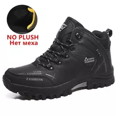 Botas de neve de couro impermeáveis para homens, tênis super quentes, botas de caminhada ao ar livre, sapatos de trabalho, marca de inverno, tamanho 39-47 na internet