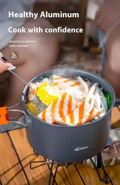 Imagem do Equipamento de panelas portátil cartão fogão frigideira acampamento talheres piquenique panelas suprimentos acampamento panelas