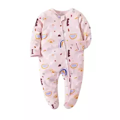 Pijama recém-nascido com zíper, macacão menina e menino, macacão manga comprida, roupa de algodão, moda branca sólida, 0-12 meses, primavera - comprar online