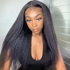 Isee kinky reta sem cola perucas de cabelo humano atualizar 3 em 1 meia peruca com cordão sem costura clipe ins flip over na internet