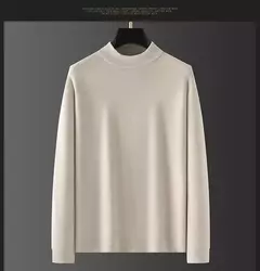Suéter de malha luxuoso masculino, gola alta, veludo acolchoado, quente, pulôveres sólidos, fundo grosso, casual com o pescoço, outono, inverno na internet