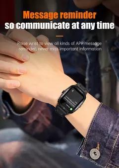 COLMI-P76 Smartwatch militar ao ar livre para homens, 1,96 ", chamada Bluetooth, 3ATM, IP68 impermeável, esportes fitness relógios