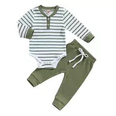 RUEWEY-Bodysuit e calças listradas do bebê recém-nascido, roupas infantis, itens de bebê, roupas, primavera, outono - comprar online
