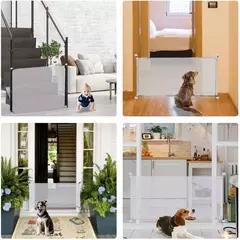 Pet Folding Malha Respirável Playpen, Dog Safety Fence, Indoor Baby Gate, Barreira de Cercas com Gancho, Tamanho Pequeno e Grande, 4Pcs - loja online