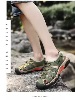Novas sandálias masculinas de couro genuíno macio sandálias sapatos masculino - comprar online