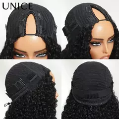 Unice cabelo cordão encaracolado v parte peruca ombre castanha marrom grampo de cabelo humano em vpart peruca mínima deixar fora atualização u parte peruca - comprar online