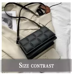 Imagem do Pequena bolsa de couro PU para mulheres, bolsa crossbody, alça clássica, marca de moda, designer, tendência, feminina