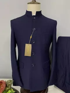 Conjunto de terno de túnica masculino single breasted stand colarinho, blazers, jaqueta, calças, boutique, moda casual, casaco, calças, 2 peças, 2023 - loja online