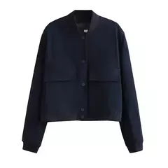 TRAF-Casaco de manga comprida feminino cropped, casaco de basebol, Casaco de aviador, branco, outono, inverno - comprar online