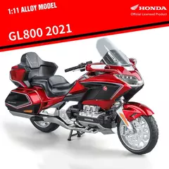 Imagem do 1:11 honda gold wing gl800 2021 liga fundida modelo de motocicleta coleção de veículos som e luz off road autocycle brinquedos carro