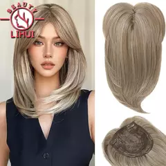 Peruca sintética Ombre raiz escura para mulheres, toppers dourados, pedaço de cabelo, clipes invisíveis, extensões de cabelo com clipe, resistente ao calor - comprar online
