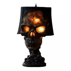 Imagem do Magma pedra crânio decoração lâmpada de mesa com luz led assustadora para festa de halloween lareira decoração única sala acento para acender