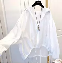 Casacos de zíper à prova de sol femininos, casacos finos e soltos, roupas para ver através do exterior, roupas leves, pretas, verão