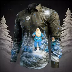 Camisa Masculina Manga Longa de Natal, Estampada em 3D, Papai Noel, Festival, Festa, Roupa Casual, Venda Quente na internet