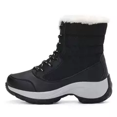 Botas de neve de plataforma antiderrapante para mulheres, Ankle Boots de pele quente, Cunhas impermeáveis, Botas altas para coxa, Sapatos de inverno - comprar online