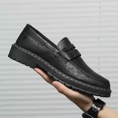 Sapato de sola grossa masculino, deslizamento respirável em sapatos, cor sólida, casual, feito à mão, formal - comprar online