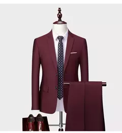 (Jaqueta + Calças) Últimas Homens Terno Set Blazers Formais Slim Fit Negócios Smoking 2 Pcs Terno Do Noivo Vestido de Noiva Homem Terno S-6XL - Wolf Magazine
