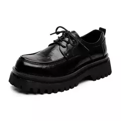 Sapatos de couro formal grosso para homens, plataforma de designer de luxo, vestido de casamento Oxfords, preto, marrom - loja online