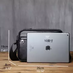 NZPJ-Bolsa de couro casual masculina, bolsa mensageiro de cor sólida, couro de vaca natural de grande capacidade, mochila de negócios para ipad 10";;VERDADEIRO;;"Black - comprar online