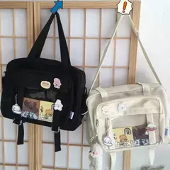 Bolsa Crossbody de Nylon Transparente para Mulheres Bolsa de Ombro Bolsa JK Meninas Japonesas do Ensino Médio, Bolsa de Livro Transparente, Segundo Elemento na internet