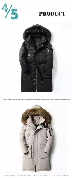 Casaco de pato branco com capuz masculino, jaqueta grossa quente, lã e mistura, alonga parka, casaco de inverno masculino de alta qualidade, novo na internet