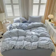 Conjunto de edredão reticulado com lençol e fronhas, roupa de cama quente, grade, completa, queen size, sem enchimento, novo, 2022, duplo - comprar online