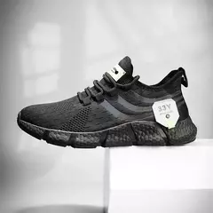 Sapatilhas esportivas de malha leve respirável masculina, tênis casual ao ar livre, tênis preto, corrida atlética, tênis para caminhada - comprar online