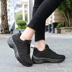Sapatos de treinamento feminino amortecimento logotipo da moda malha flexível respirável superior lazer ao ar livre fitness jogging sapatos tênis - comprar online