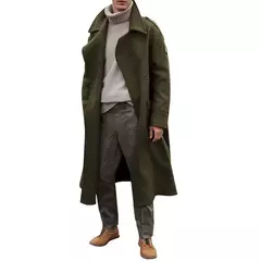 Jaqueta vintage de gola virada para baixo masculina, casacos longos, roupas casuais misturadas, lavável, simples, quente, Inverno, 2024 na internet