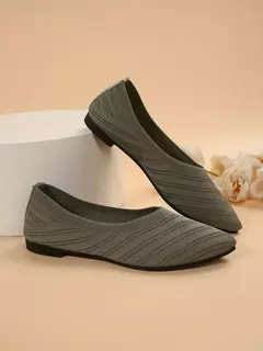 Imagem do Sapatilhas femininas de malha, sapatilhas casuais, dedo do pé pontiagudo, mocassins para barcos de escritório, cor sólida, novo, 2022, 2024