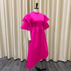 Vestido longo de babados fairyshely sólido para mulheres, manga curta, grande e grande, festa de verão para mulheres, vestido curvilíneo apertado, tamanho grande, 2021 - comprar online