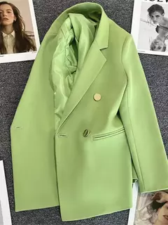 Imagem do Casaco feminino elegante de terno esportivo, blazer casual, moda coreana, jaqueta de luxo, monocromática roupas femininas, primavera, outono