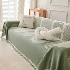 Imagem do Sofá nórdico Cobertores, Camping ao ar livre, Piquenique Grande Sofá Capa, Lazer Relax Toalha de Praia, Tapete de Viagem Branco, Borlas de linho
