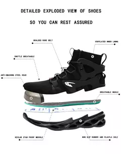 Tênis masculinos leves à prova de punção, sapatos de aço, botas indestrutíveis na internet