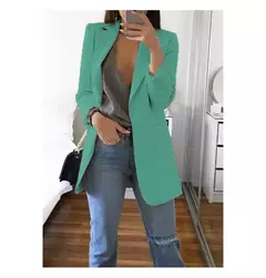 Terno casual slim fit feminino com pescoço polo, casaco temperado, moda europeia e americana, casaco de lã primavera e outono, 2024 - comprar online