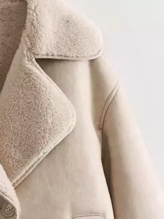 Jaquetas grossas de couro falso femininas, casacos com mistura de lã quente, jaqueta de pelúcia demi-estação, outerwear, outono, inverno, 2024