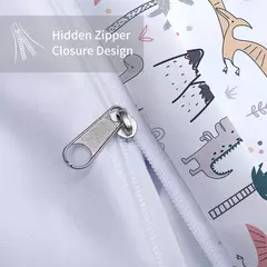 Imagem do Dinossauro Padrão Impresso Bedding Set, Desenhos Animados, Adequado para Quarto do Menino, Rainha, Rei, Twin Bed, 1 capa de edredão + 2 fronha, 3Pcs