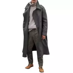 Jaqueta vintage de gola virada para baixo masculina, casacos longos, roupas casuais misturadas, lavável, simples, quente, Inverno, 2024 - Wolf Magazine