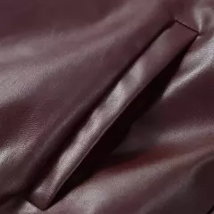 Jaqueta de couro com zíper lapela feminina, manga comprida, casaco curto elástico, monocromático, casual, pendulares, Casacos Street, Vintage, Outono - comprar online