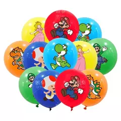 12 pçs super mary série balão mario bros luigi yoshi anime figuras balão brinquedos decoração partys suprimentos crianças presentes
