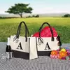 Sacola de lona feminina, sacola inicial de viagem, bolsa de maquiagem com zíper, alça ajustável personalizada, dia das mães, presente de aniversário